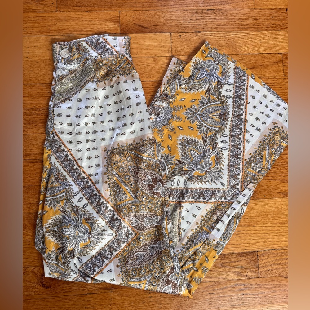 Cider Boho Paisley Print Wide Leg Silk Trousers Women’s M - Picture 6 of 7